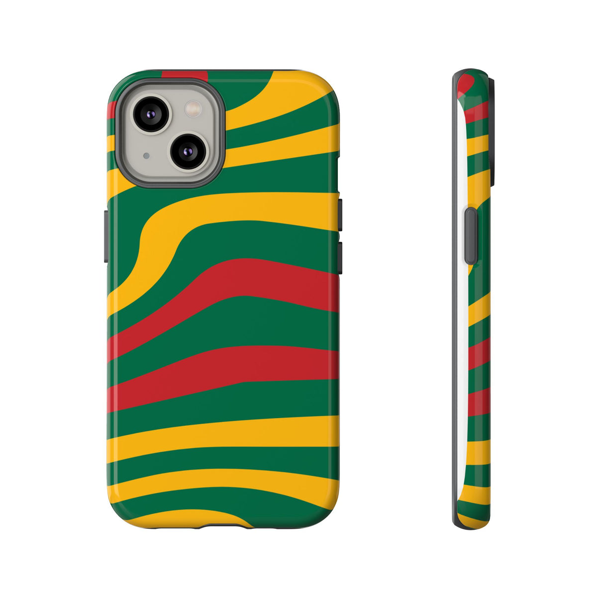 Phone Case — Retro Wavy Stripes in Green, Yellow & Red