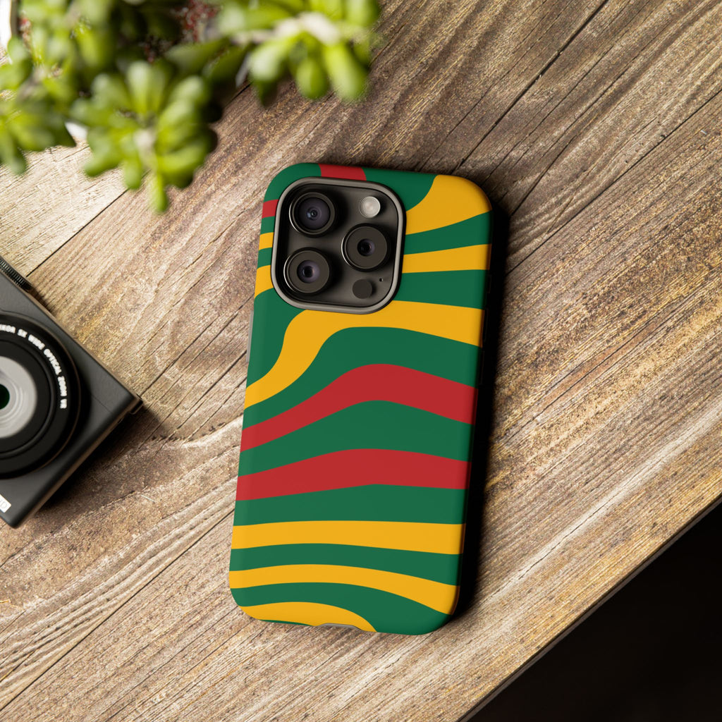 Phone Case — Retro Wavy Stripes in Green, Yellow & Red