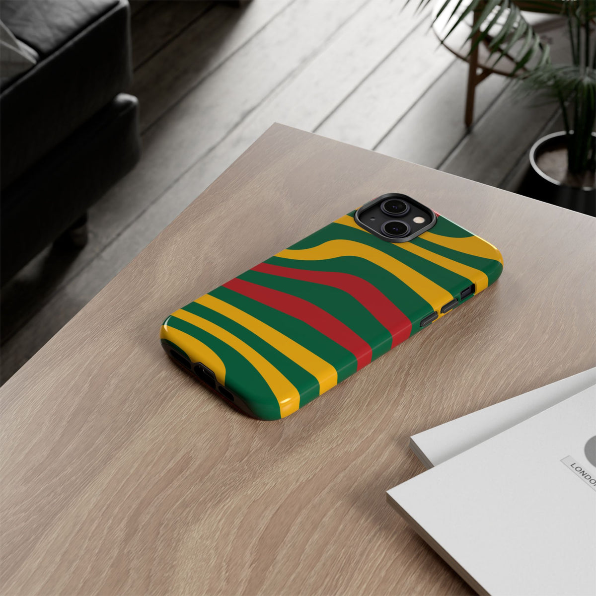 Phone Case — Retro Wavy Stripes in Green, Yellow & Red