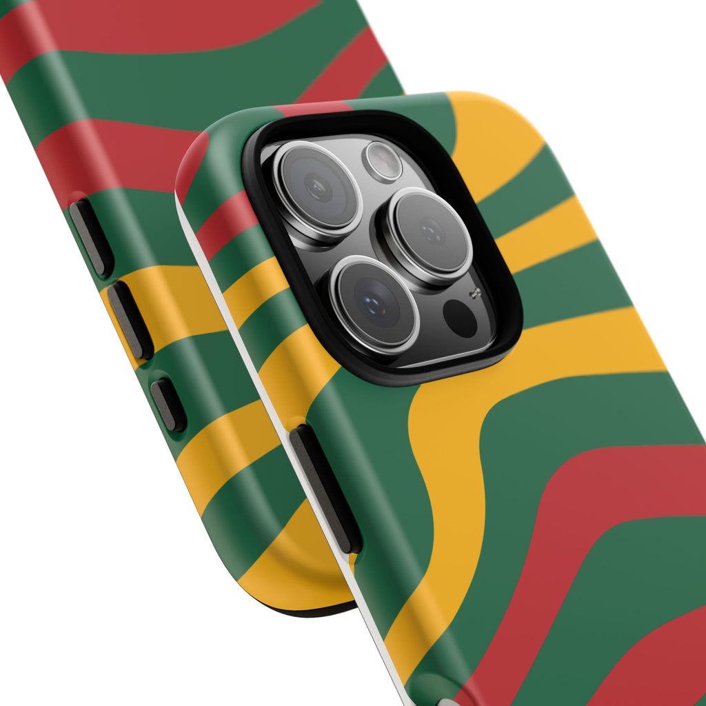 Phone Case — Retro Wavy Stripes in Green, Yellow & Red