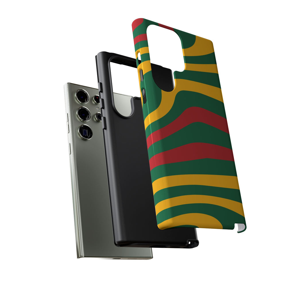 Phone Case — Retro Wavy Stripes in Green, Yellow & Red