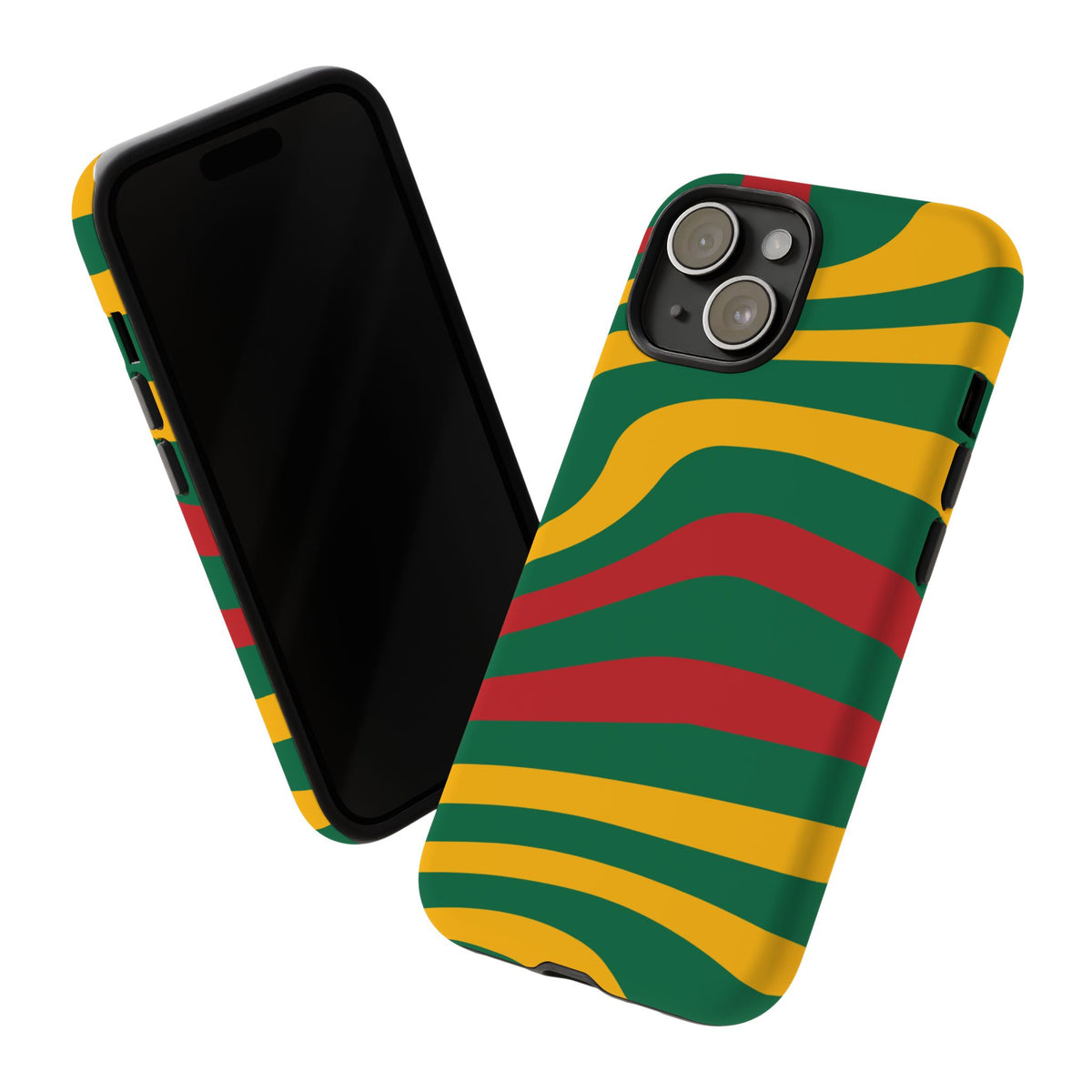 Phone Case — Retro Wavy Stripes in Green, Yellow & Red