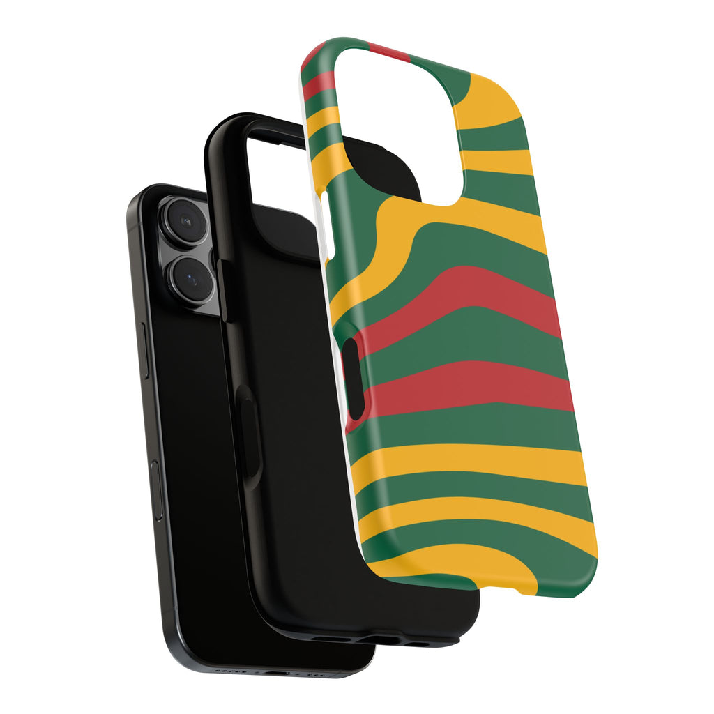 Phone Case — Retro Wavy Stripes in Green, Yellow & Red