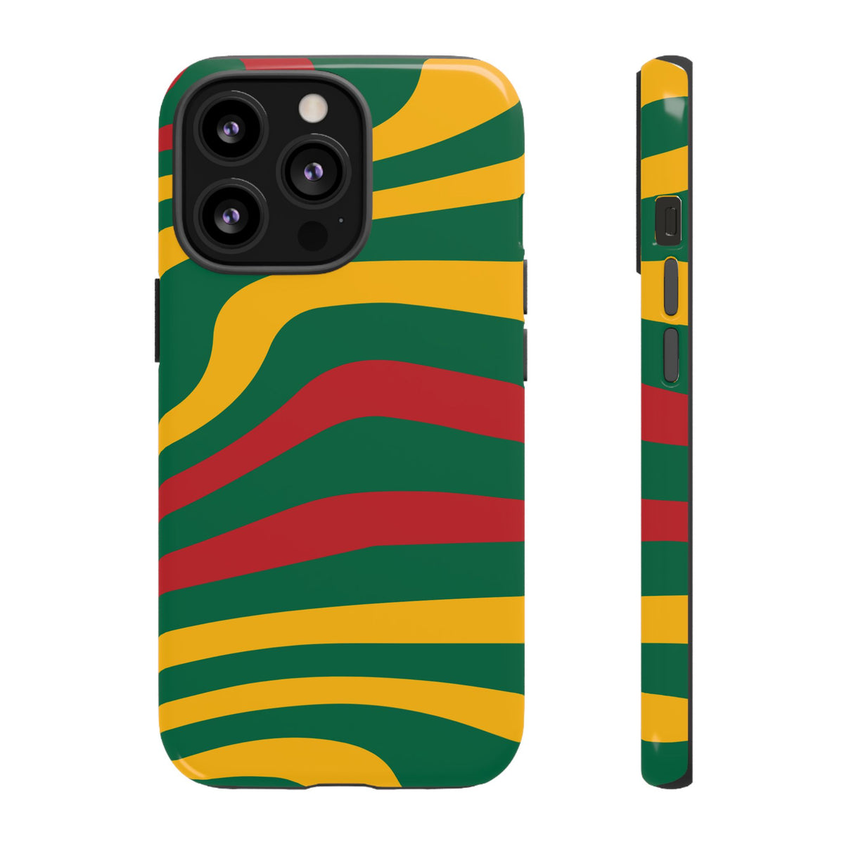 Phone Case — Retro Wavy Stripes in Green, Yellow & Red