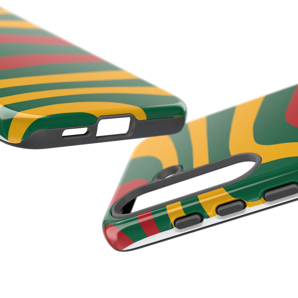 Phone Case — Retro Wavy Stripes in Green, Yellow & Red
