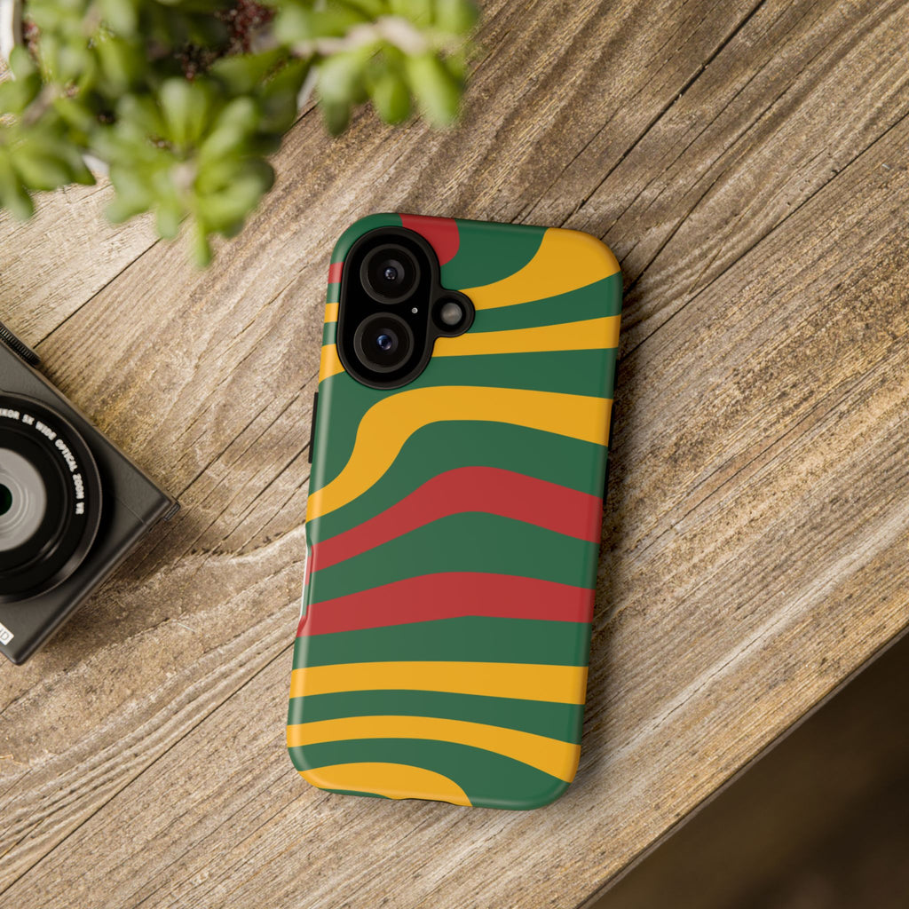 Phone Case — Retro Wavy Stripes in Green, Yellow & Red