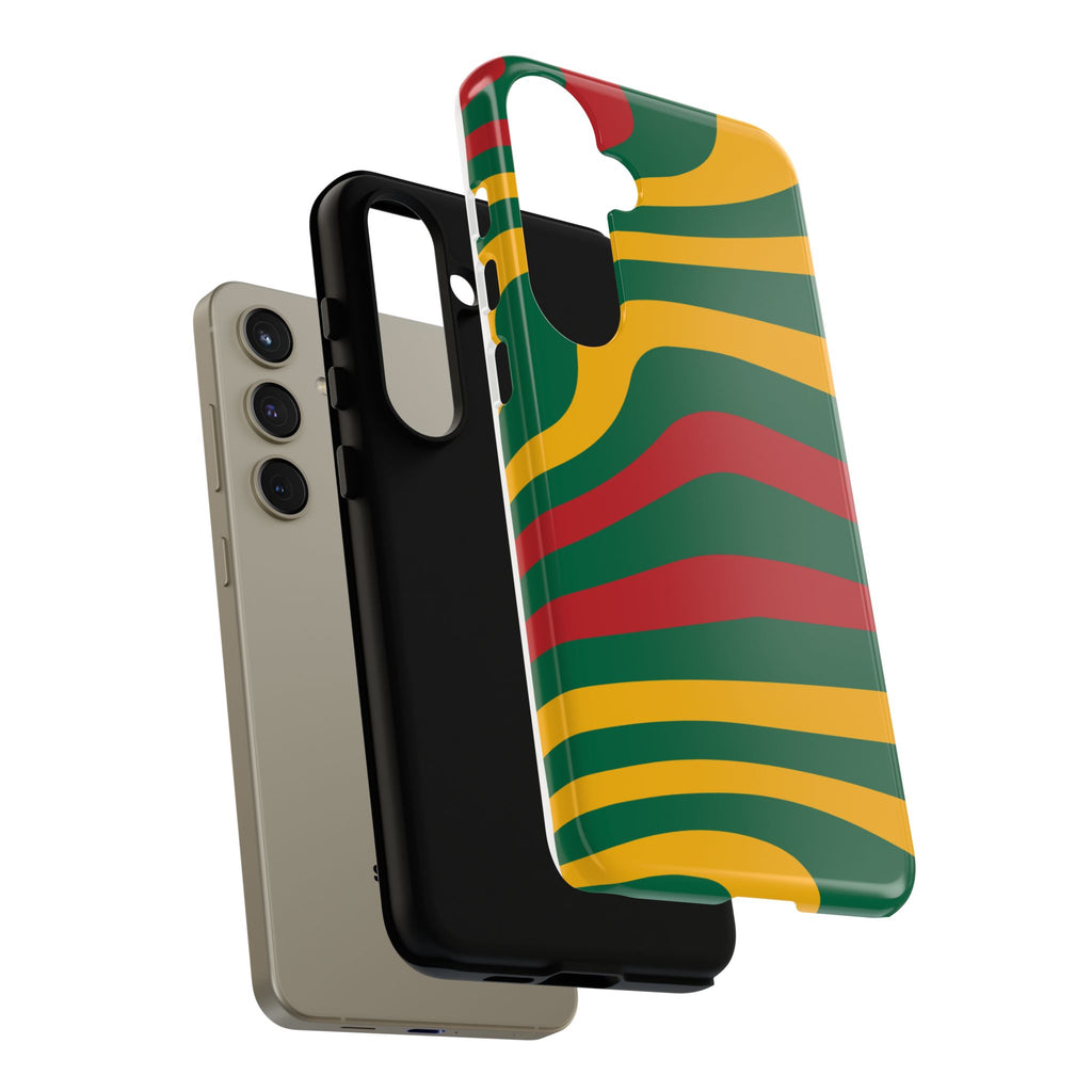 Phone Case — Retro Wavy Stripes in Green, Yellow & Red