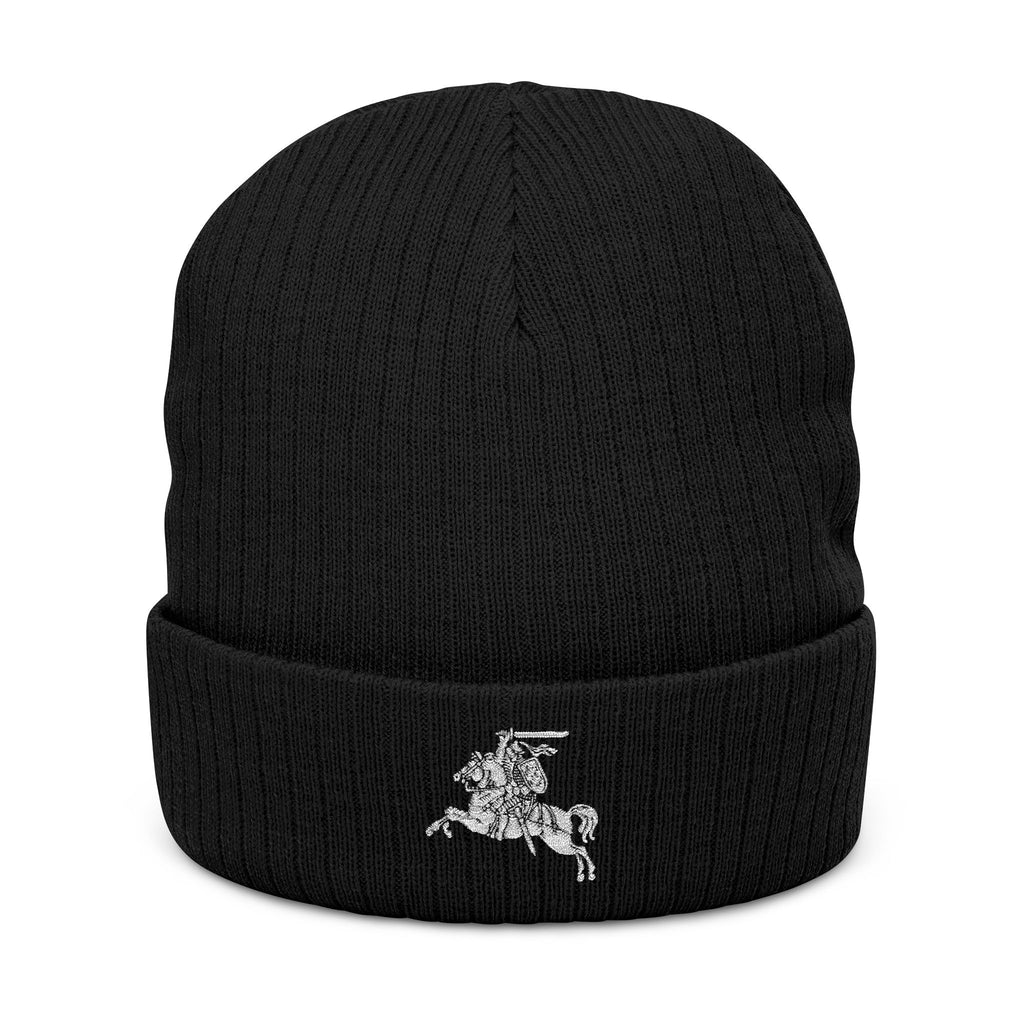 Knight on Horseback embroidered beanie | Ribbed Knit Beanie