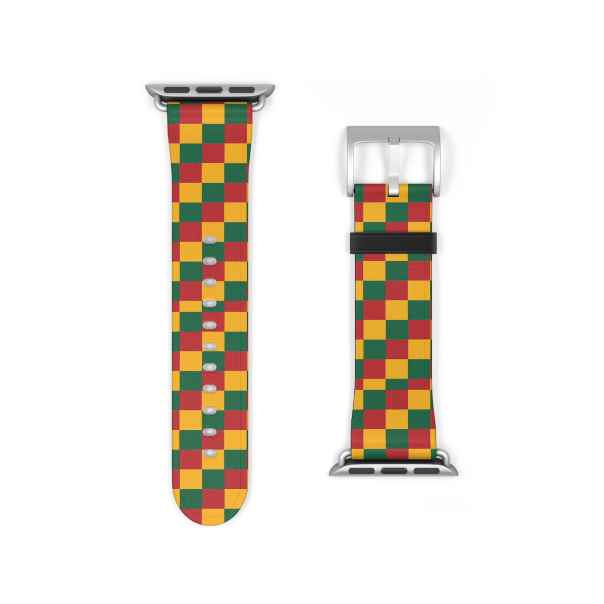 Rasta Checkerboard Watch Band | Red Green Yellow Plaid Apple Watch Strap