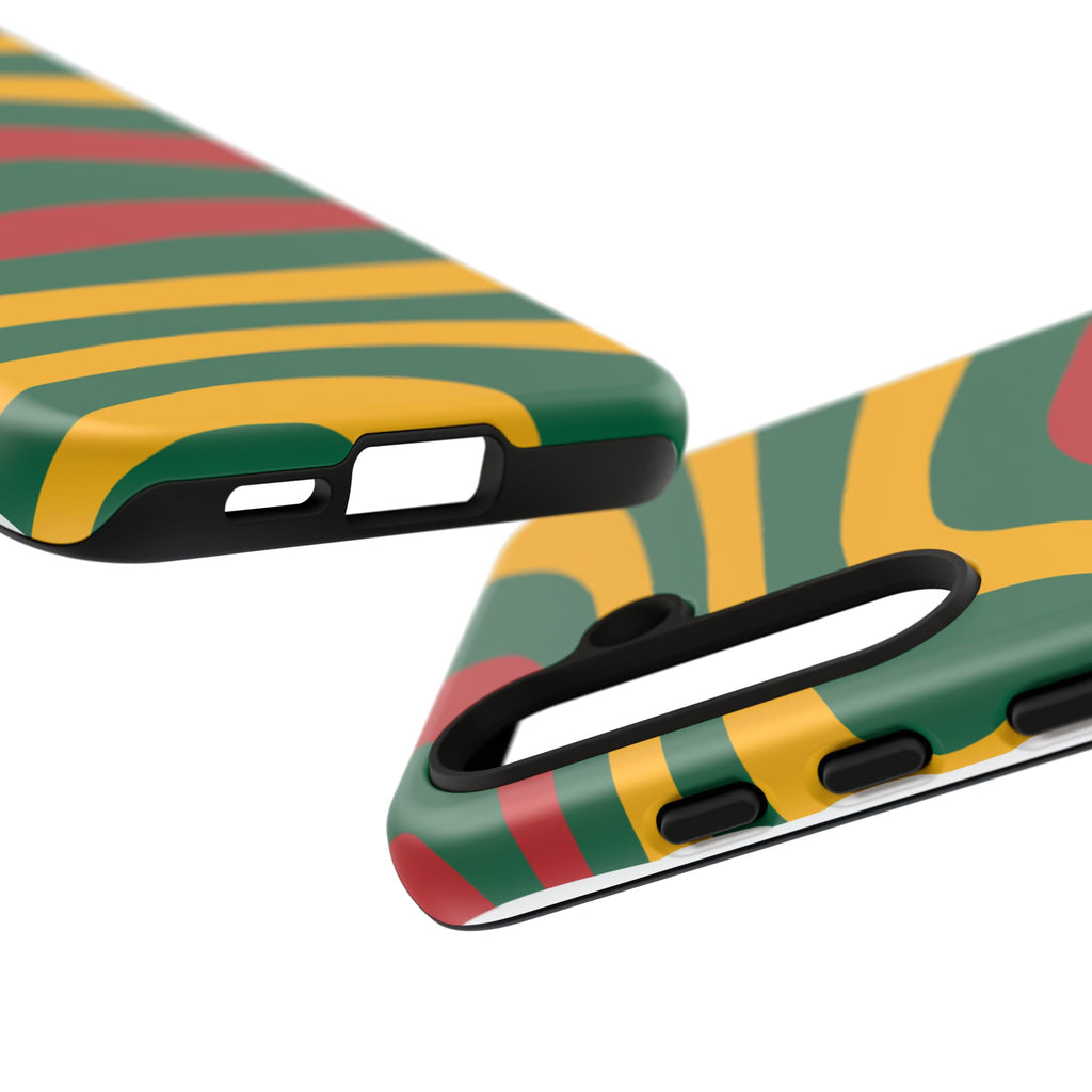Phone Case — Retro Wavy Stripes in Green, Yellow & Red