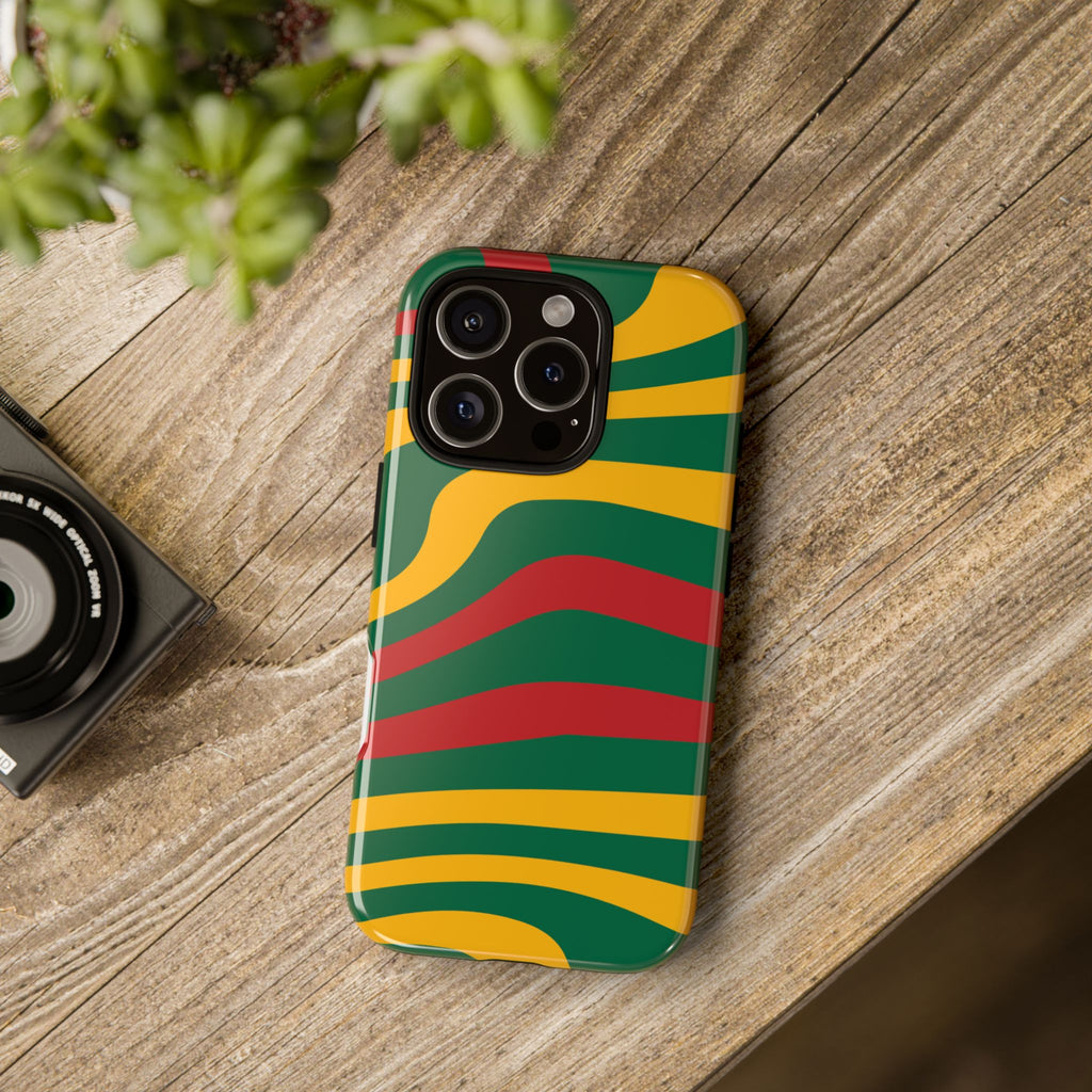 Phone Case — Retro Wavy Stripes in Green, Yellow & Red