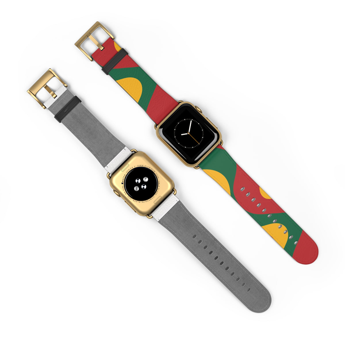 Abstract Retro Shapes Watch Band | Colorful Red Green Yellow Pattern