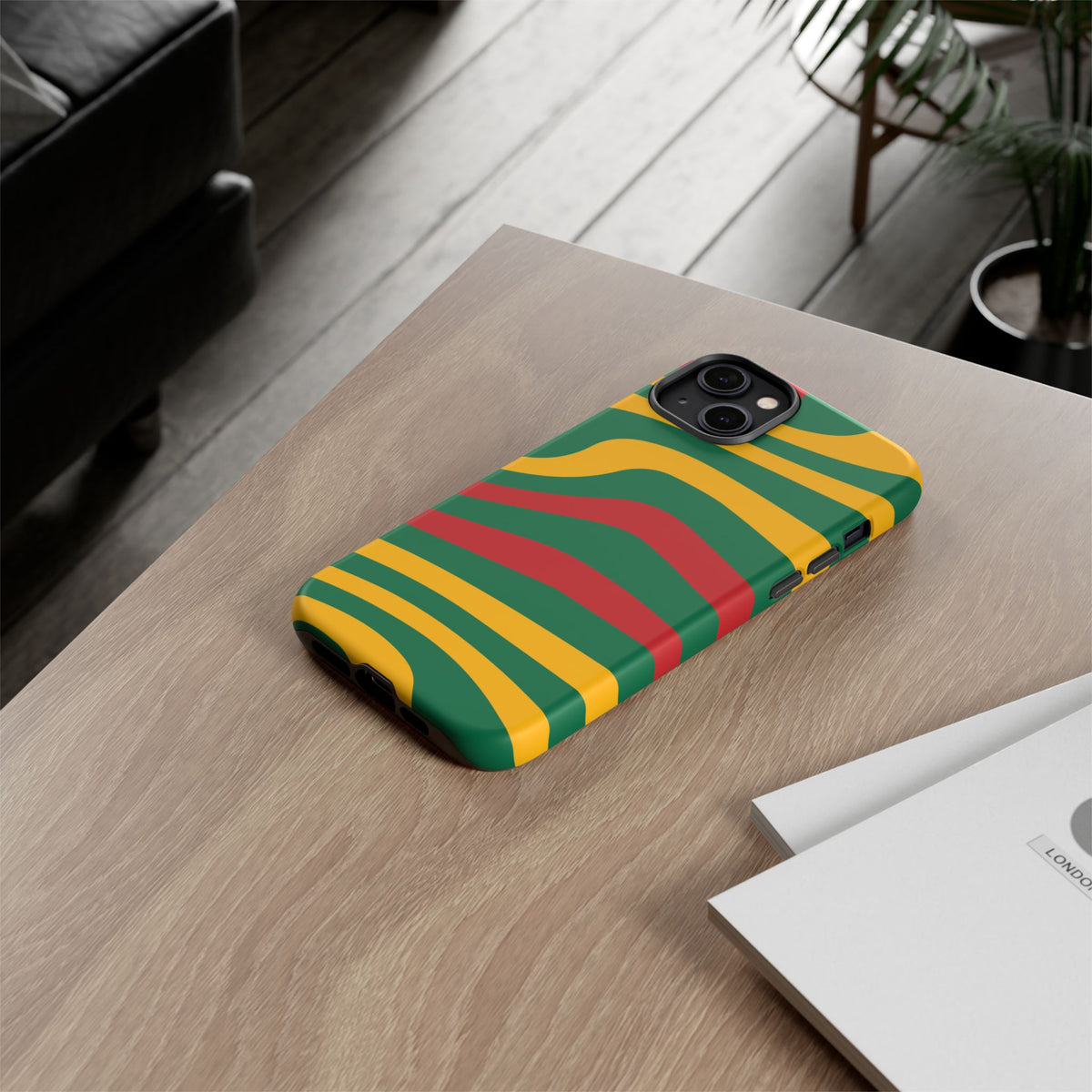 Phone Case — Retro Wavy Stripes in Green, Yellow & Red