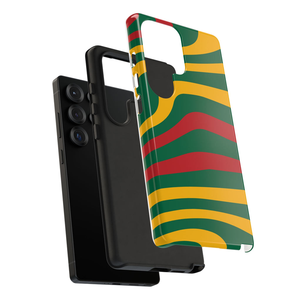 Phone Case — Retro Wavy Stripes in Green, Yellow & Red