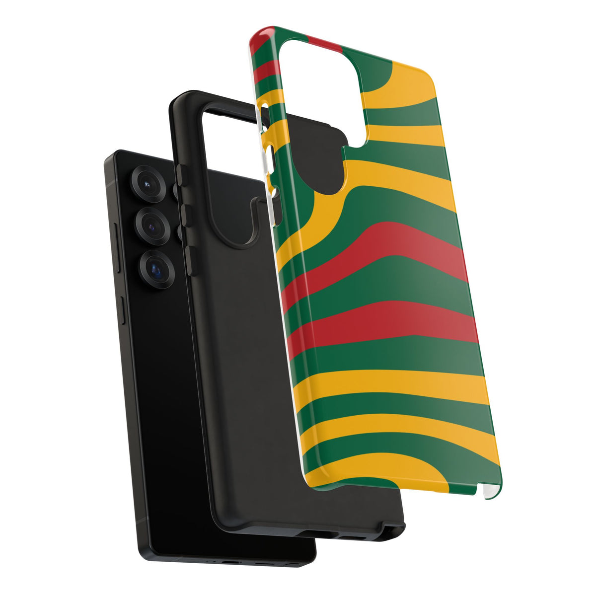 Phone Case — Retro Wavy Stripes in Green, Yellow & Red