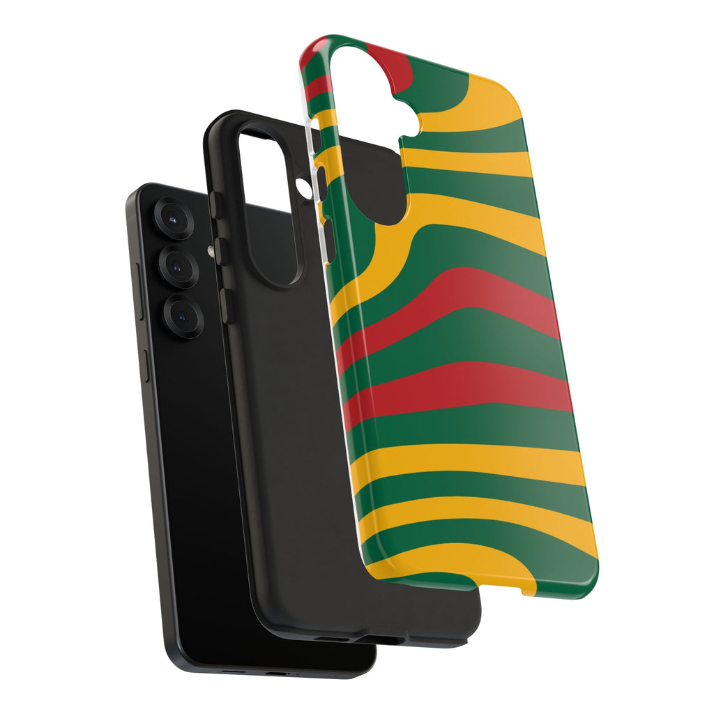 Phone Case — Retro Wavy Stripes in Green, Yellow & Red