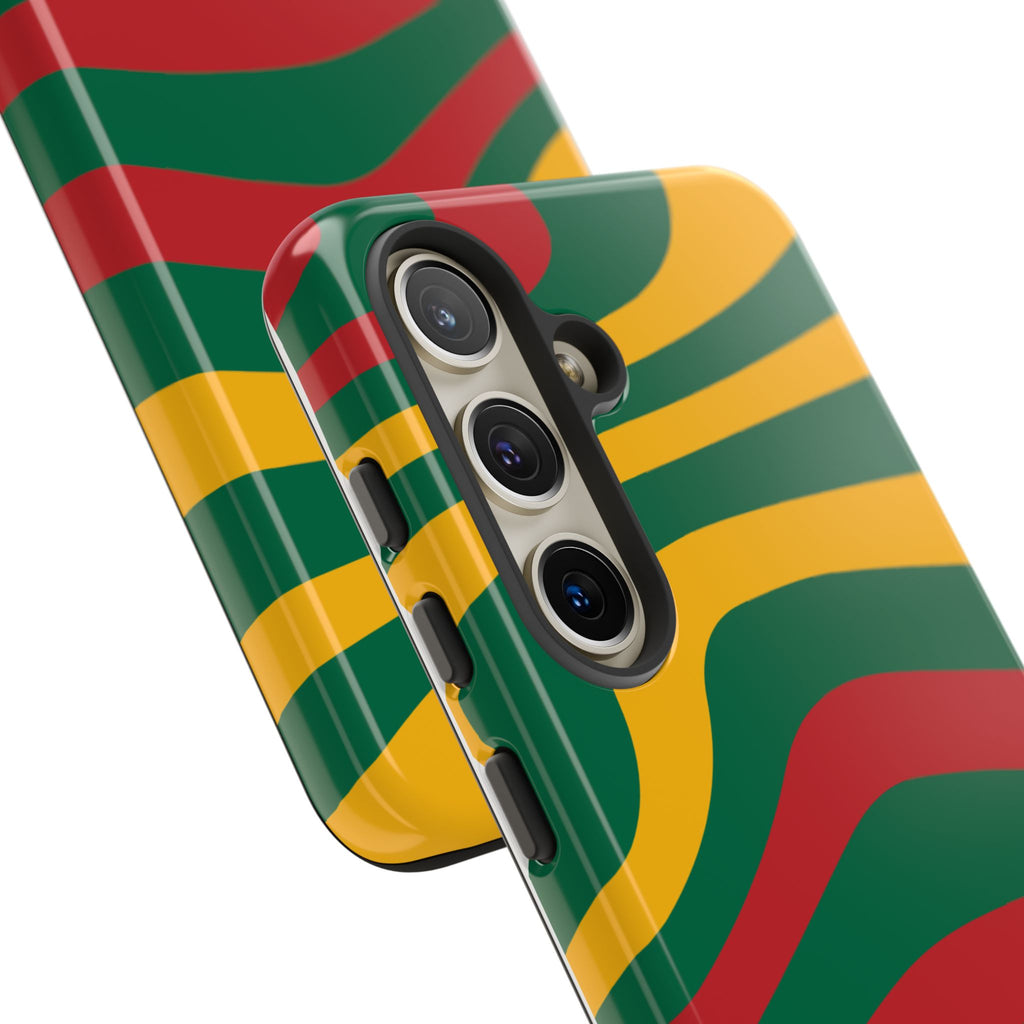 Phone Case — Retro Wavy Stripes in Green, Yellow & Red