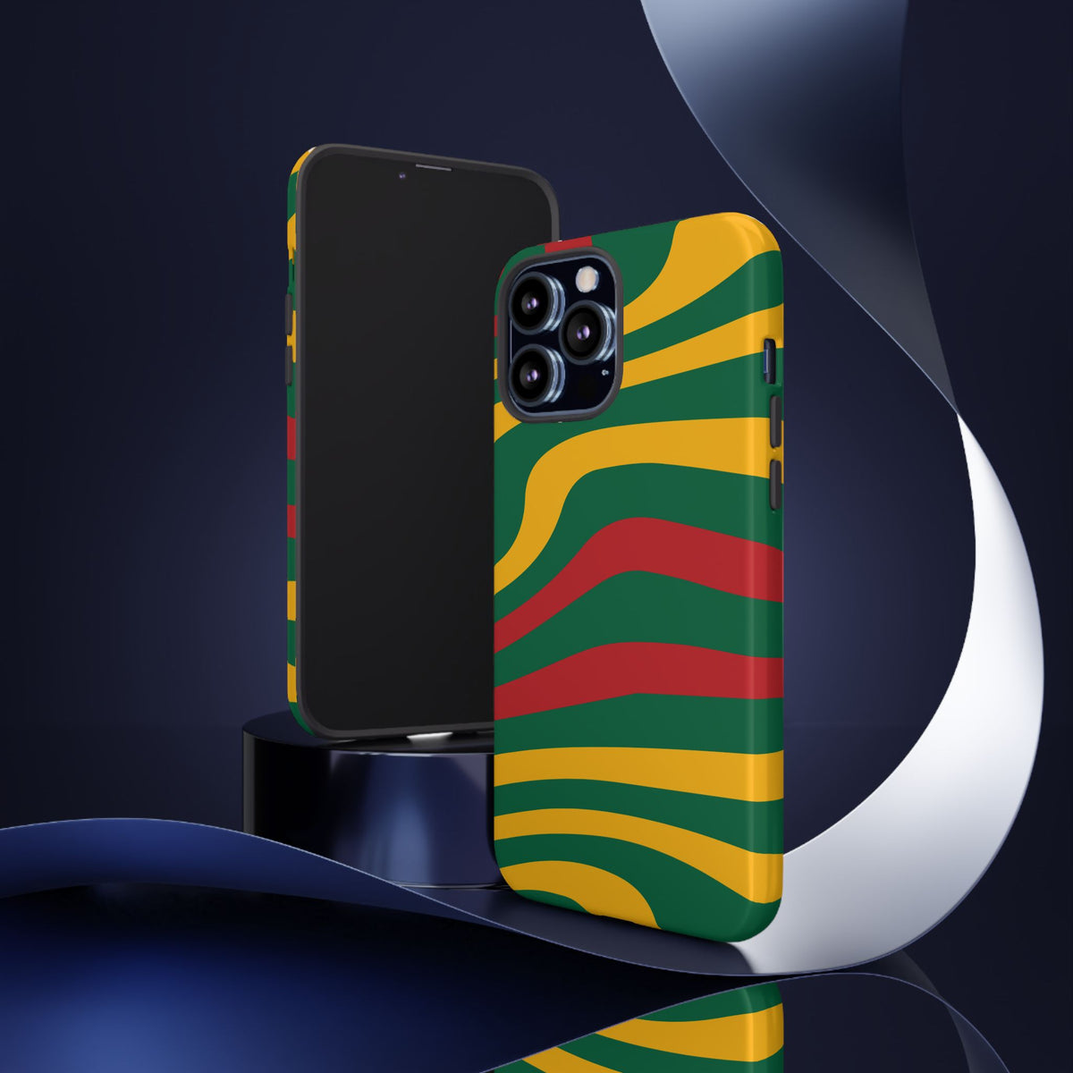 Phone Case — Retro Wavy Stripes in Green, Yellow & Red