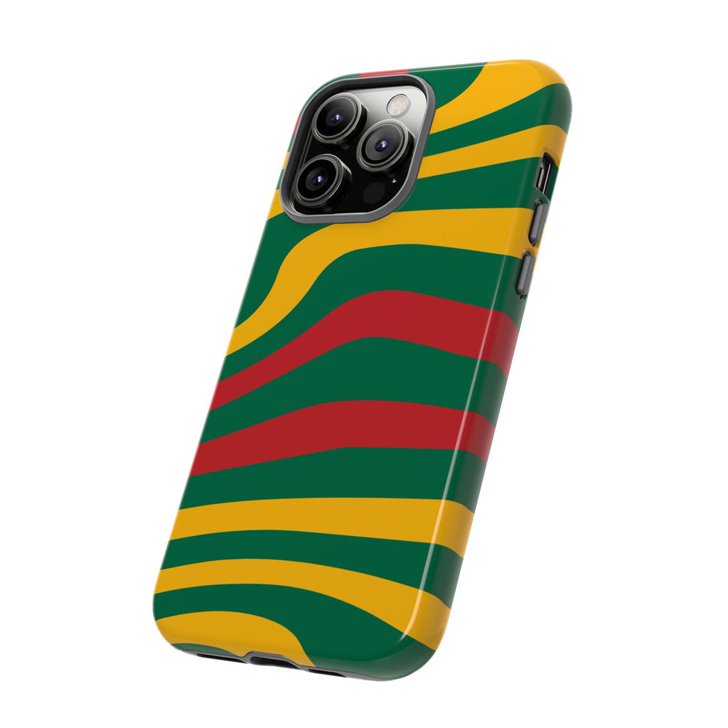 Phone Case — Retro Wavy Stripes in Green, Yellow & Red