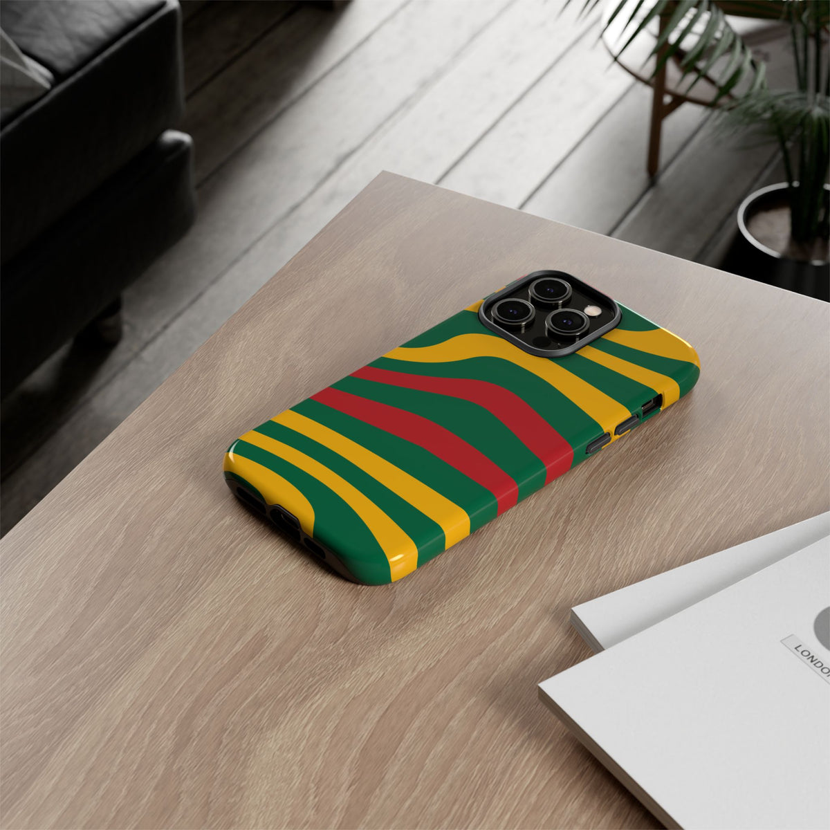 Phone Case — Retro Wavy Stripes in Green, Yellow & Red