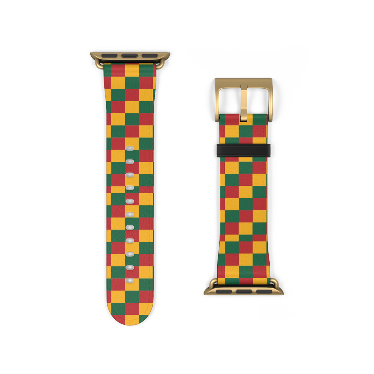 Rasta Checkerboard Watch Band | Red Green Yellow Plaid Apple Watch Strap