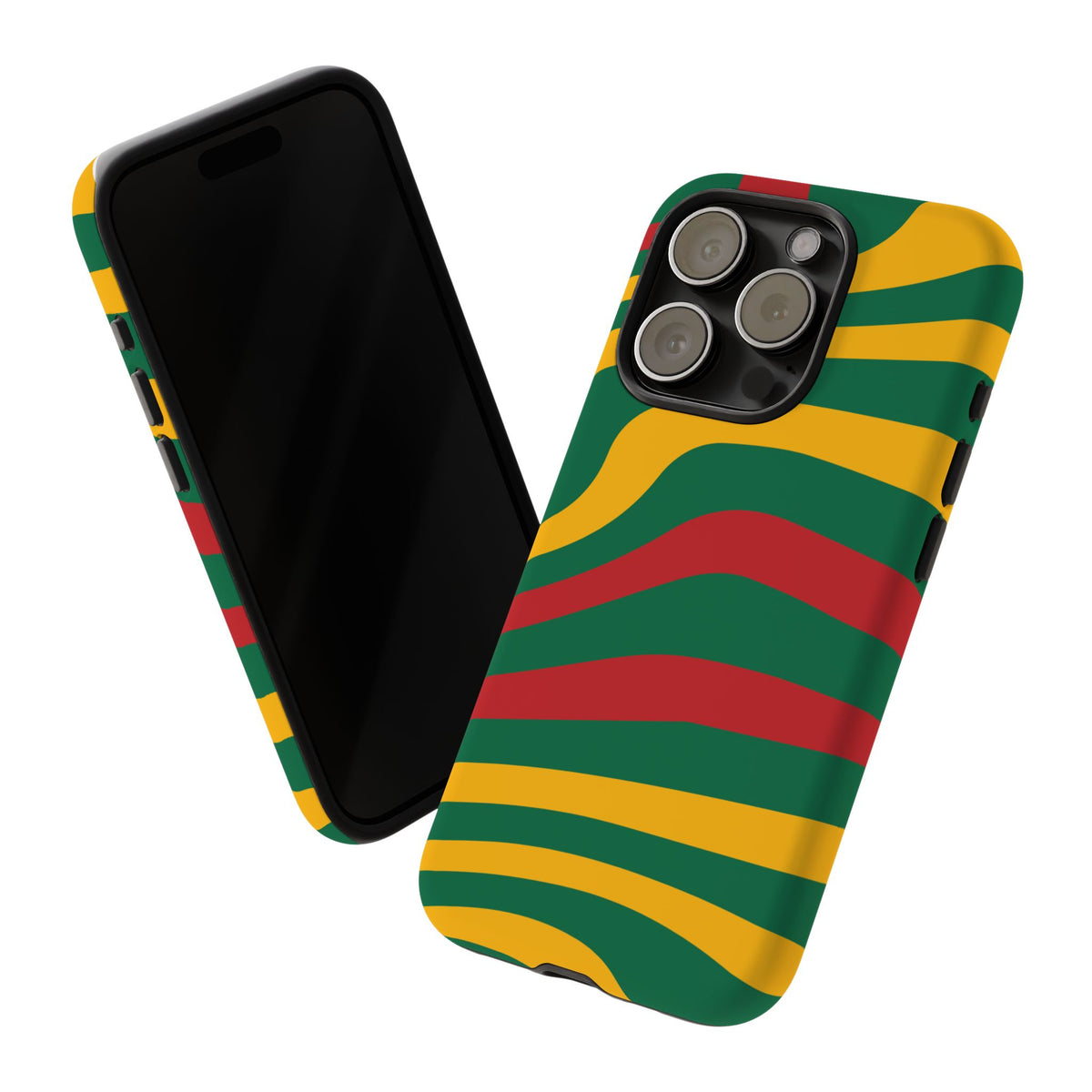 Phone Case — Retro Wavy Stripes in Green, Yellow & Red