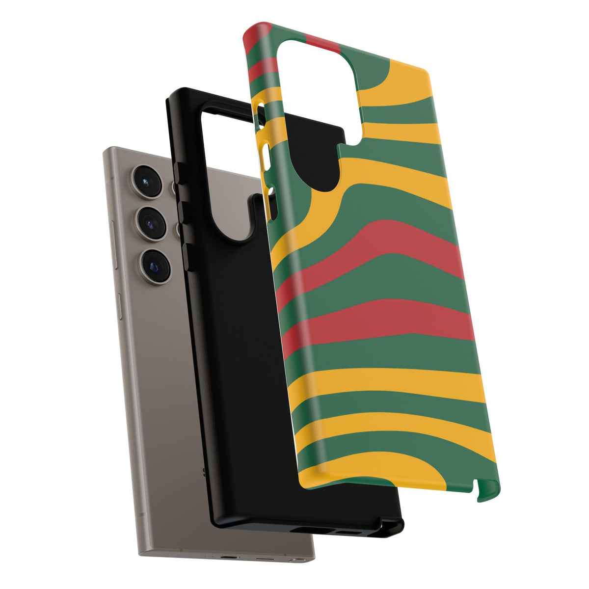 Phone Case — Retro Wavy Stripes in Green, Yellow & Red