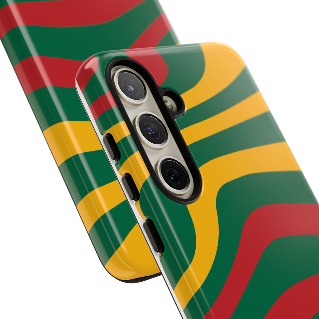 Phone Case — Retro Wavy Stripes in Green, Yellow & Red