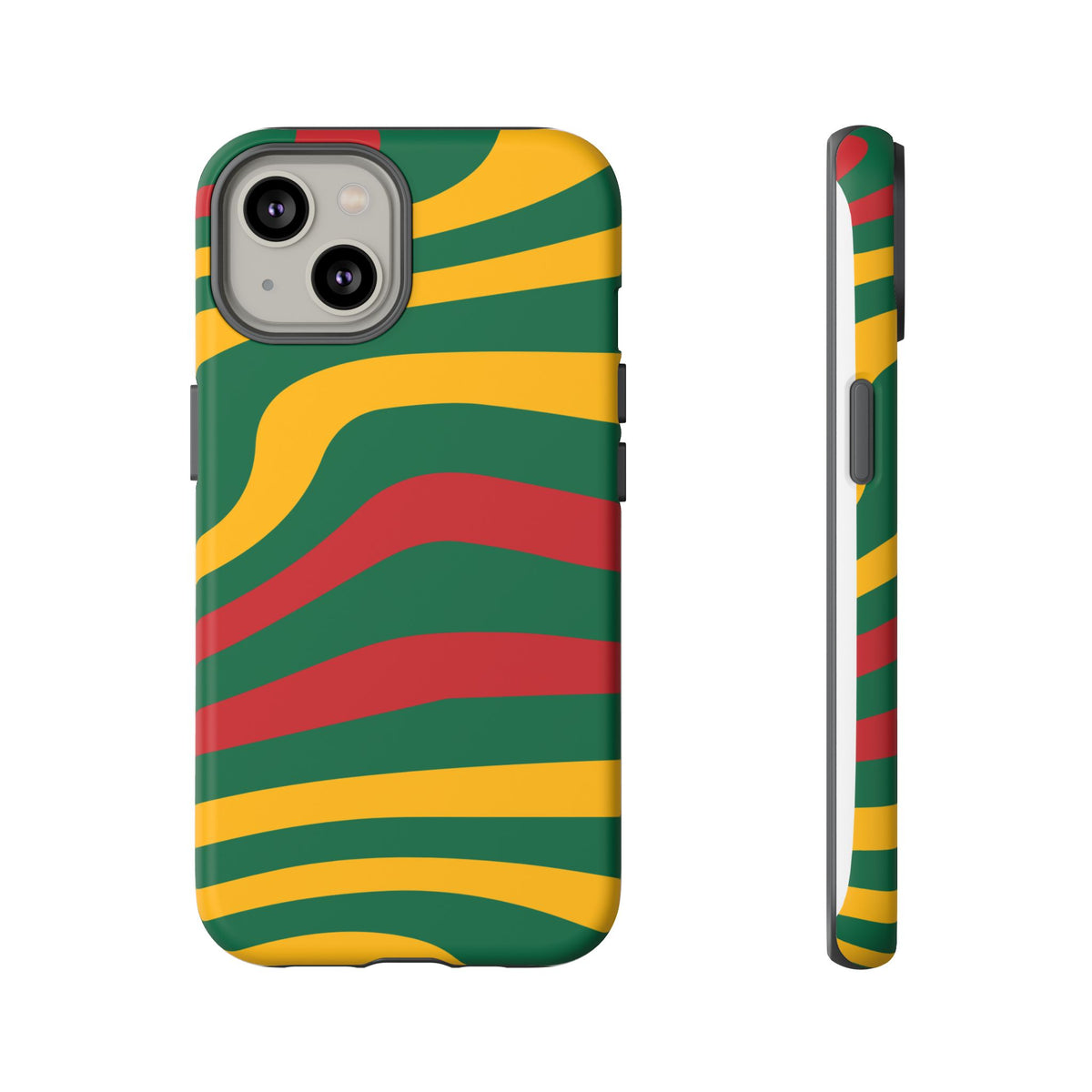 Phone Case — Retro Wavy Stripes in Green, Yellow & Red