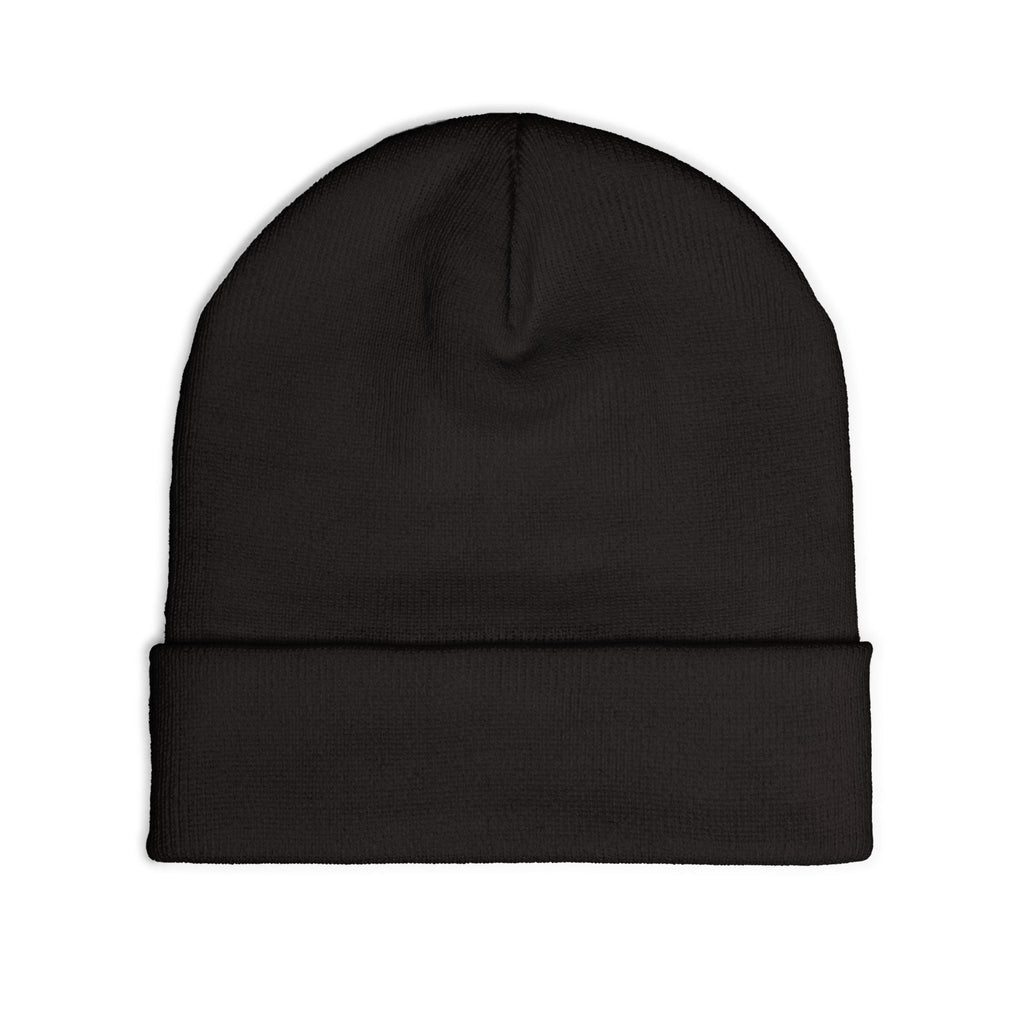 Rustic Gothic 'Runy' Embroidered Knit Beanie | Black Cuffed Hat