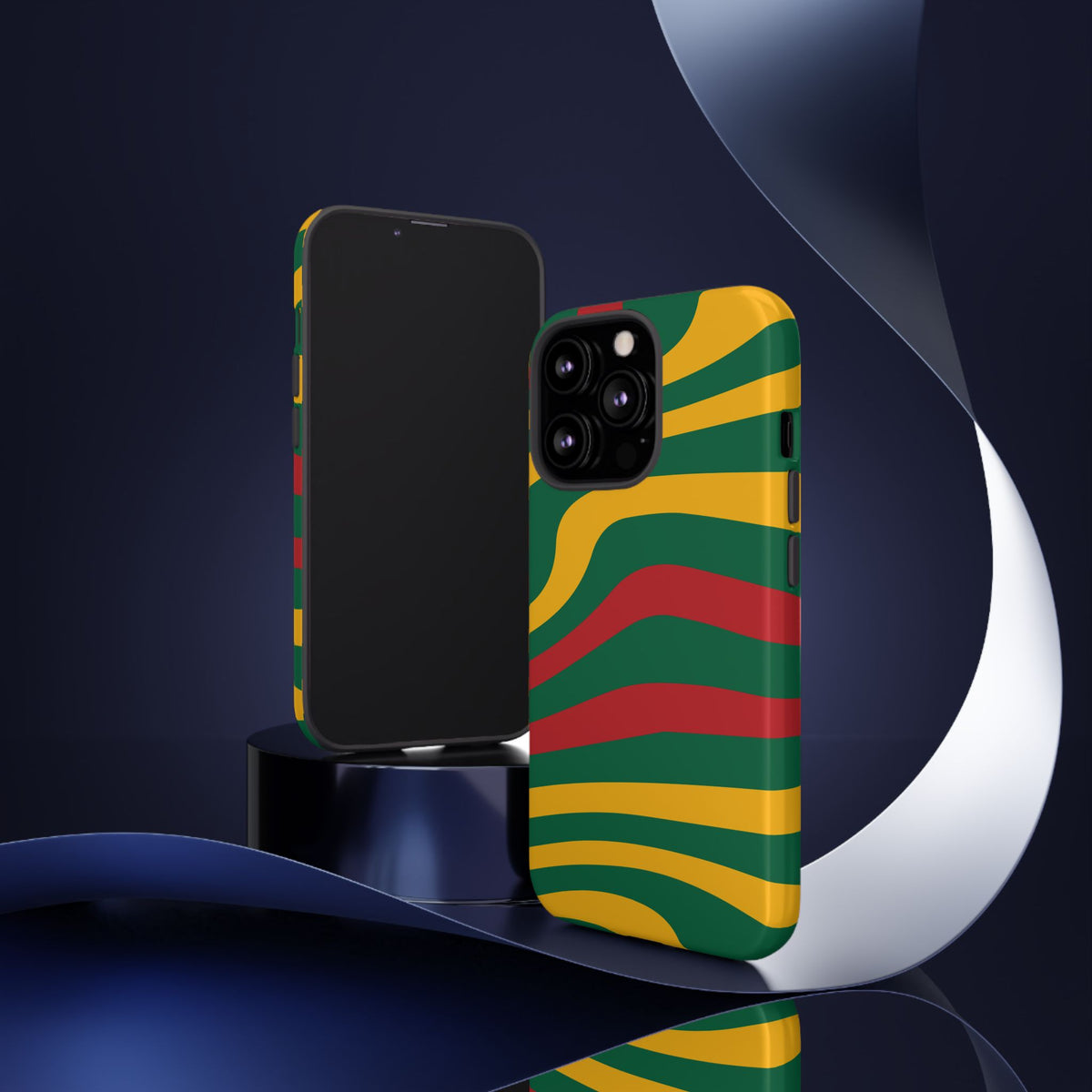 Phone Case — Retro Wavy Stripes in Green, Yellow & Red