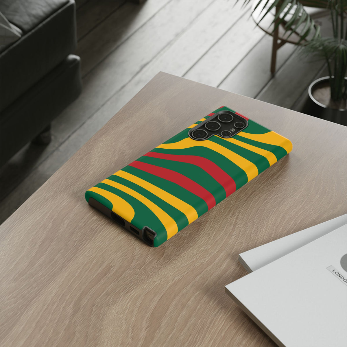 Phone Case — Retro Wavy Stripes in Green, Yellow & Red