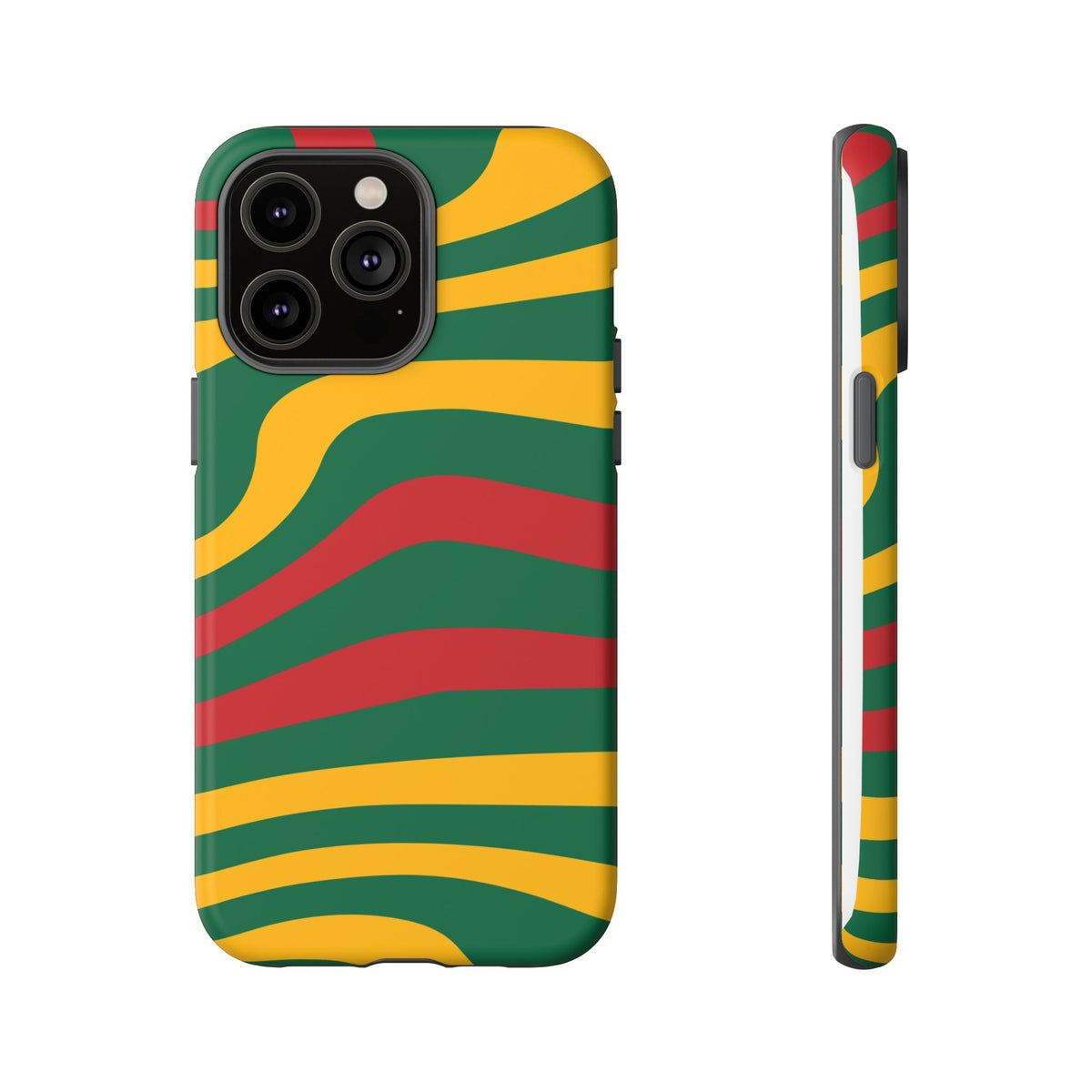 Phone Case — Retro Wavy Stripes in Green, Yellow & Red