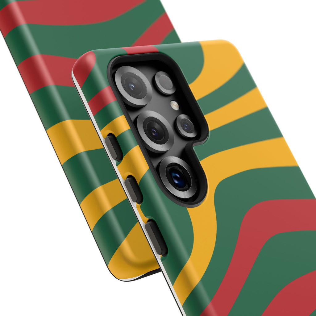 Phone Case — Retro Wavy Stripes in Green, Yellow & Red