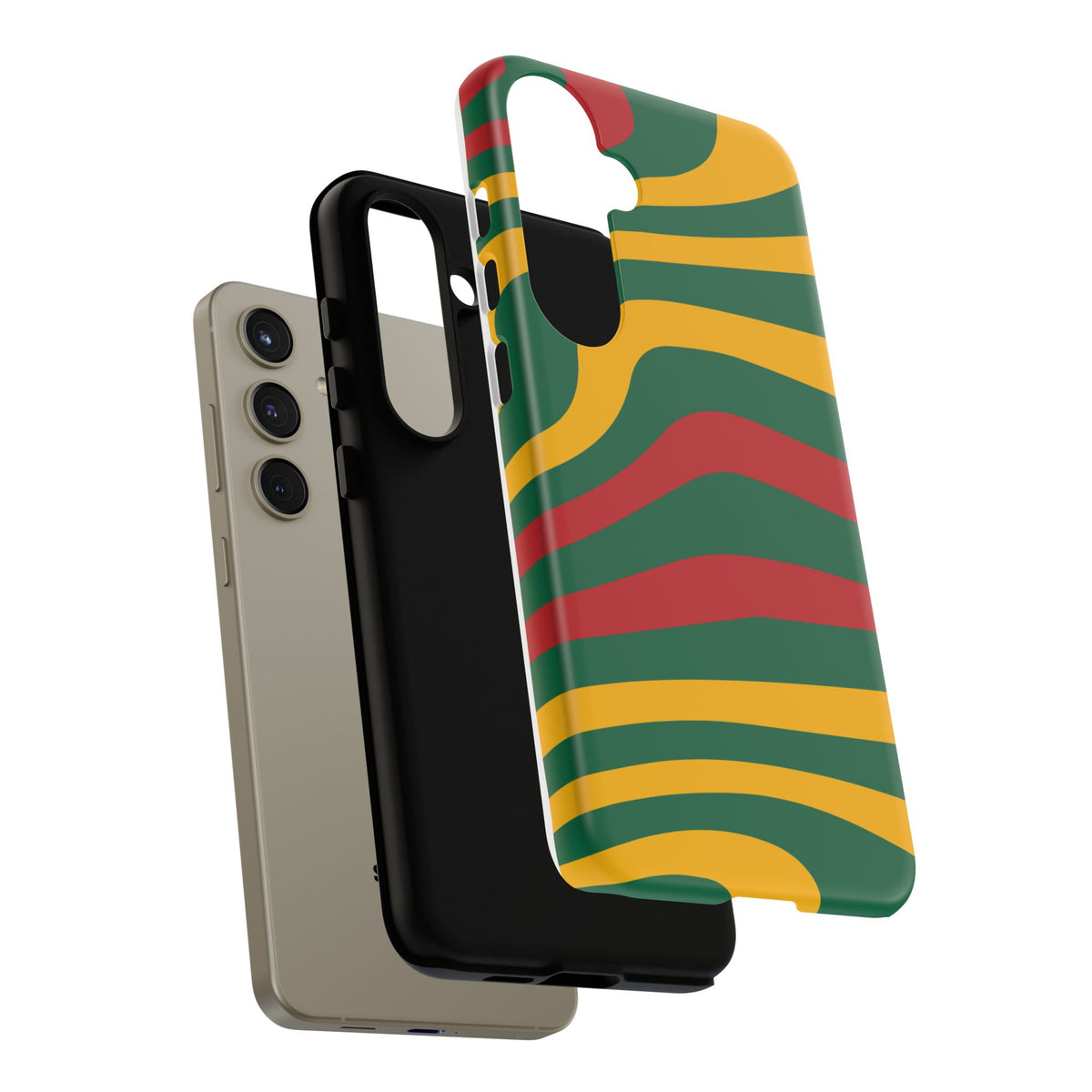 Phone Case — Retro Wavy Stripes in Green, Yellow & Red