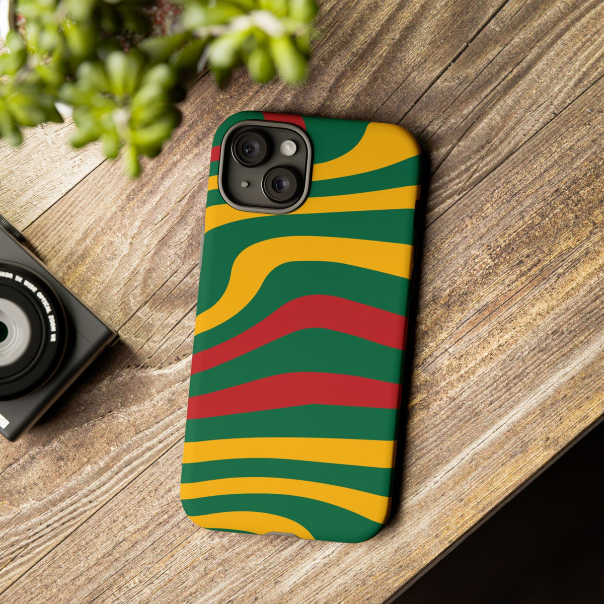 Phone Case — Retro Wavy Stripes in Green, Yellow & Red