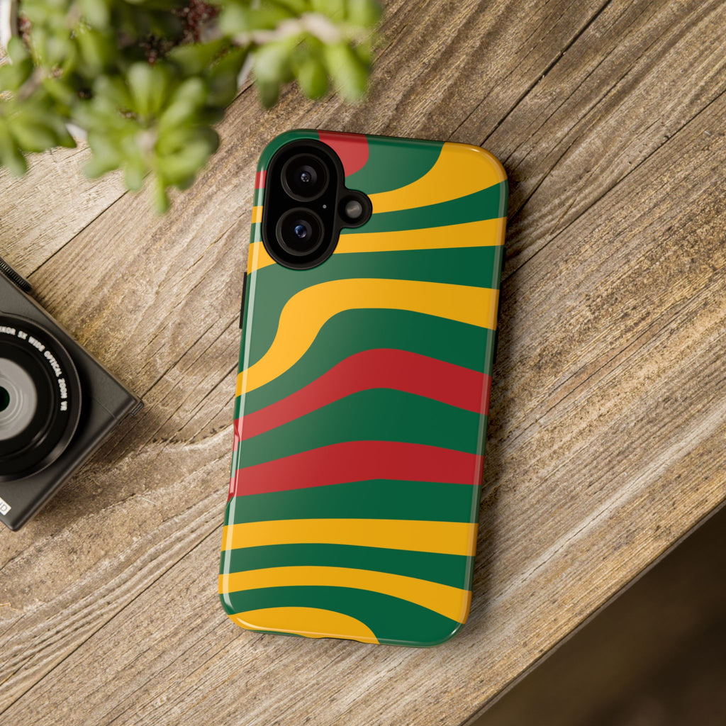 Phone Case — Retro Wavy Stripes in Green, Yellow & Red
