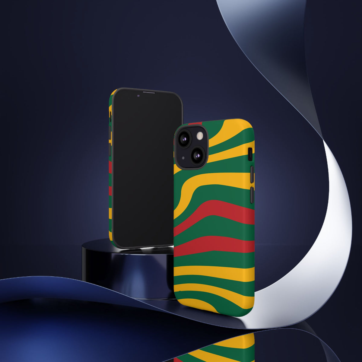 Phone Case — Retro Wavy Stripes in Green, Yellow & Red