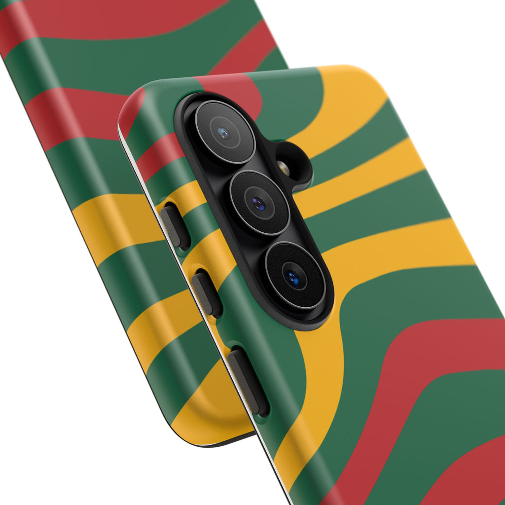 Phone Case — Retro Wavy Stripes in Green, Yellow & Red