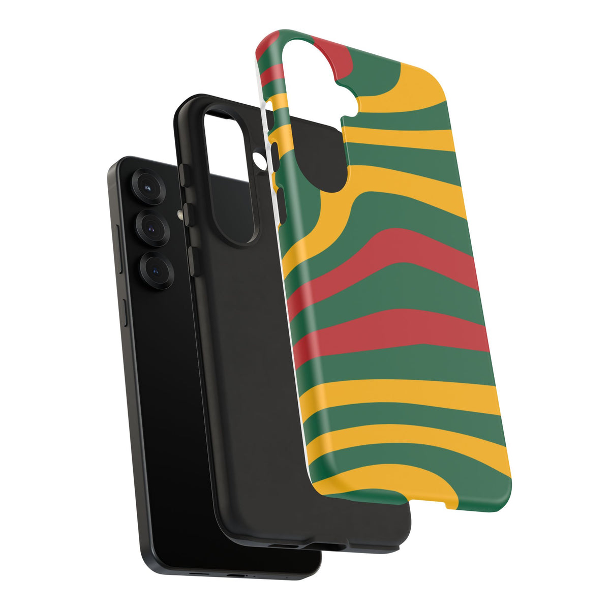 Phone Case — Retro Wavy Stripes in Green, Yellow & Red