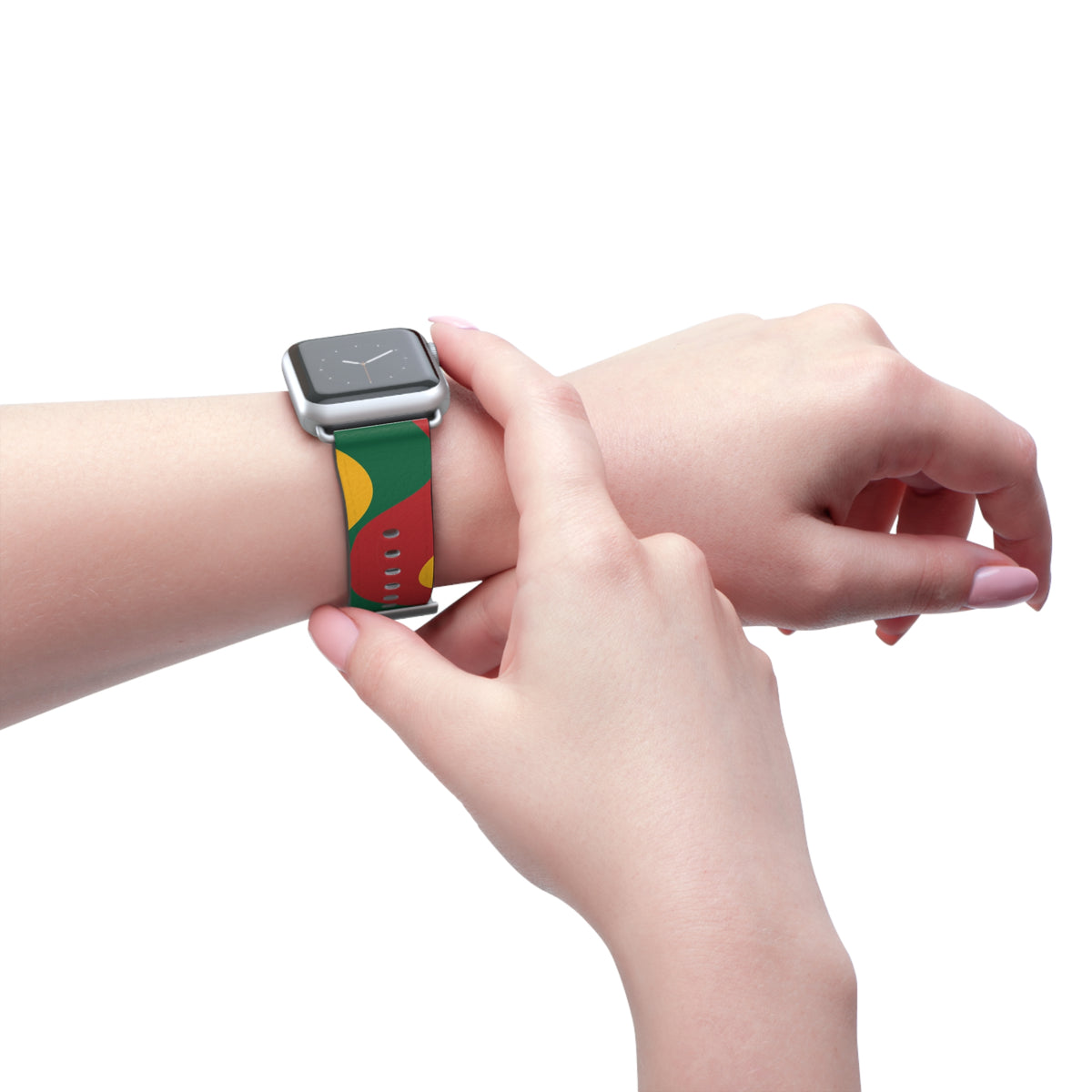 Abstract Retro Shapes Watch Band | Colorful Red Green Yellow Pattern