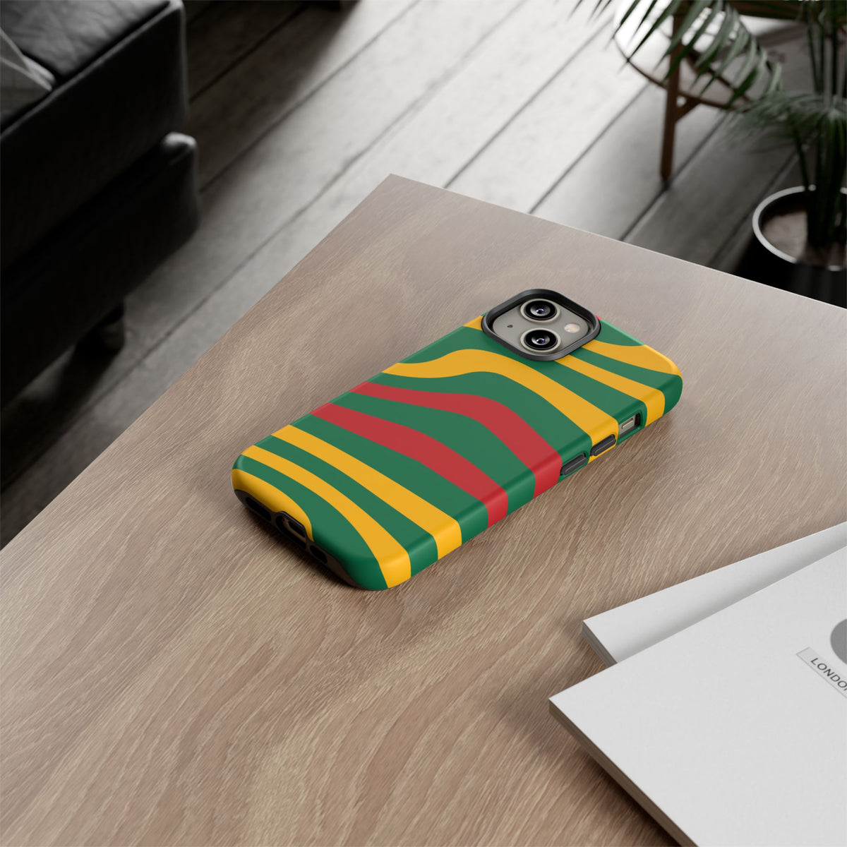 Phone Case — Retro Wavy Stripes in Green, Yellow & Red