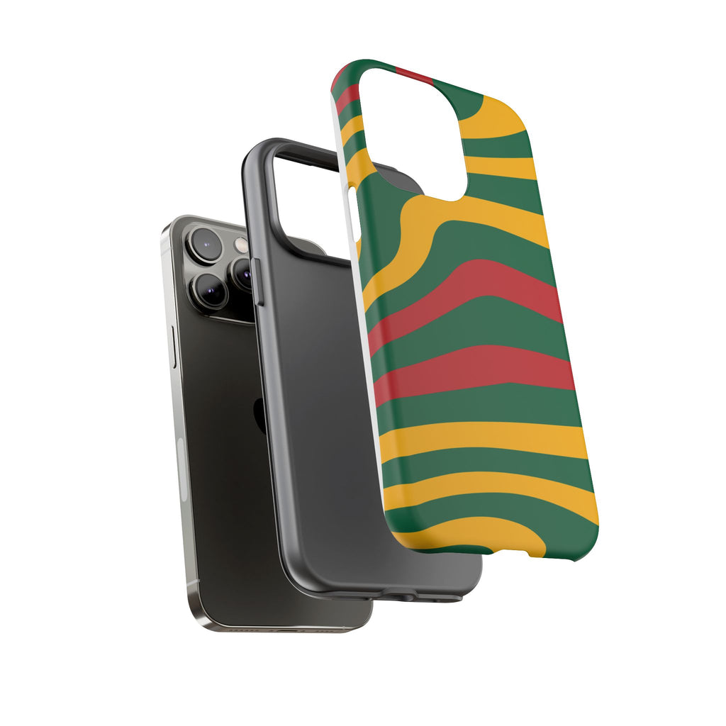 Phone Case — Retro Wavy Stripes in Green, Yellow & Red