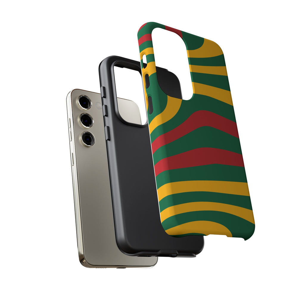 Phone Case — Retro Wavy Stripes in Green, Yellow & Red