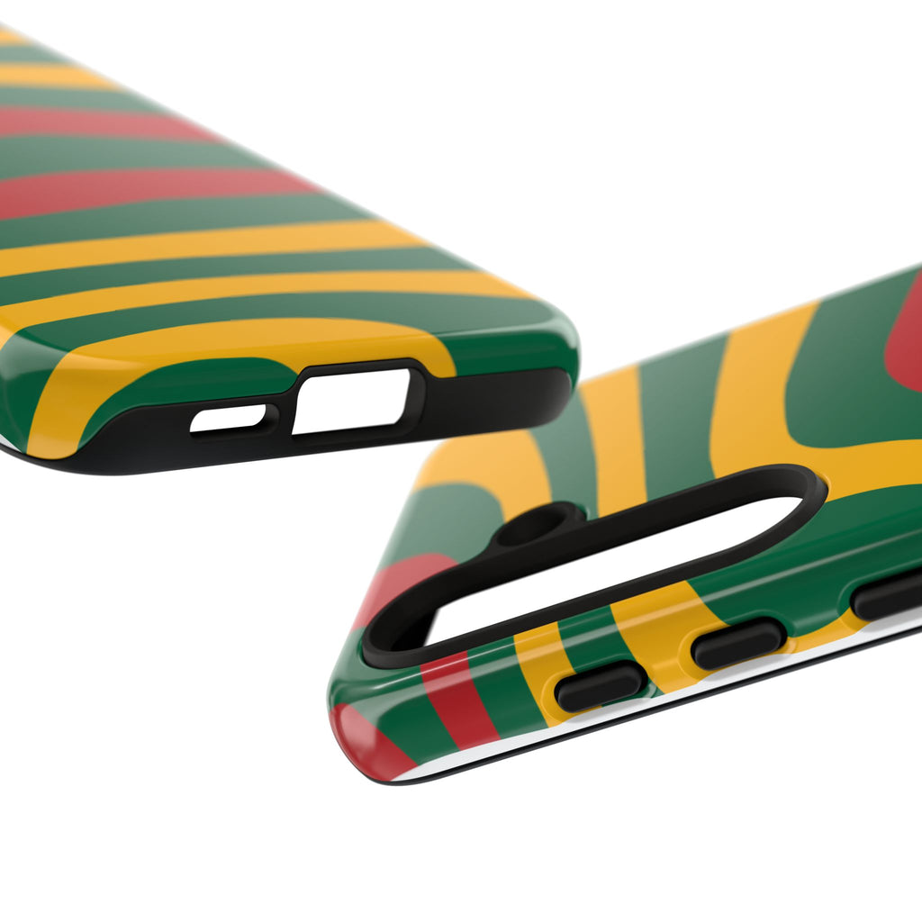 Phone Case — Retro Wavy Stripes in Green, Yellow & Red