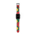 Abstract Retro Shapes Watch Band | Colorful Red Green Yellow Pattern