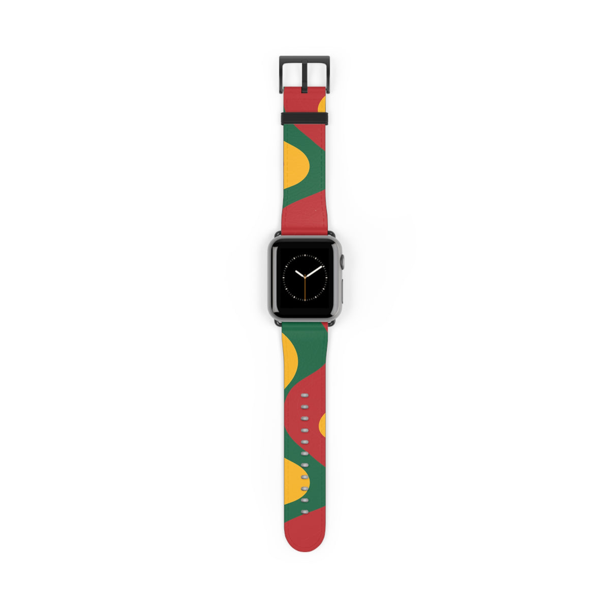 Abstract Retro Shapes Watch Band | Colorful Red Green Yellow Pattern