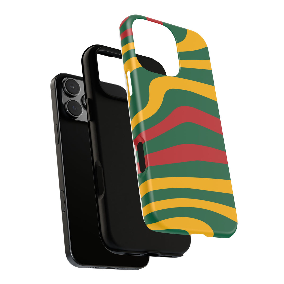 Phone Case — Retro Wavy Stripes in Green, Yellow & Red