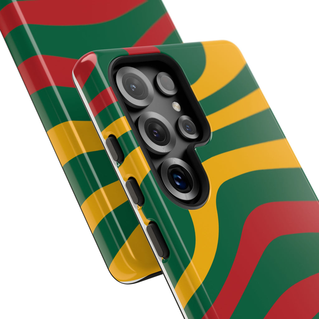 Phone Case — Retro Wavy Stripes in Green, Yellow & Red