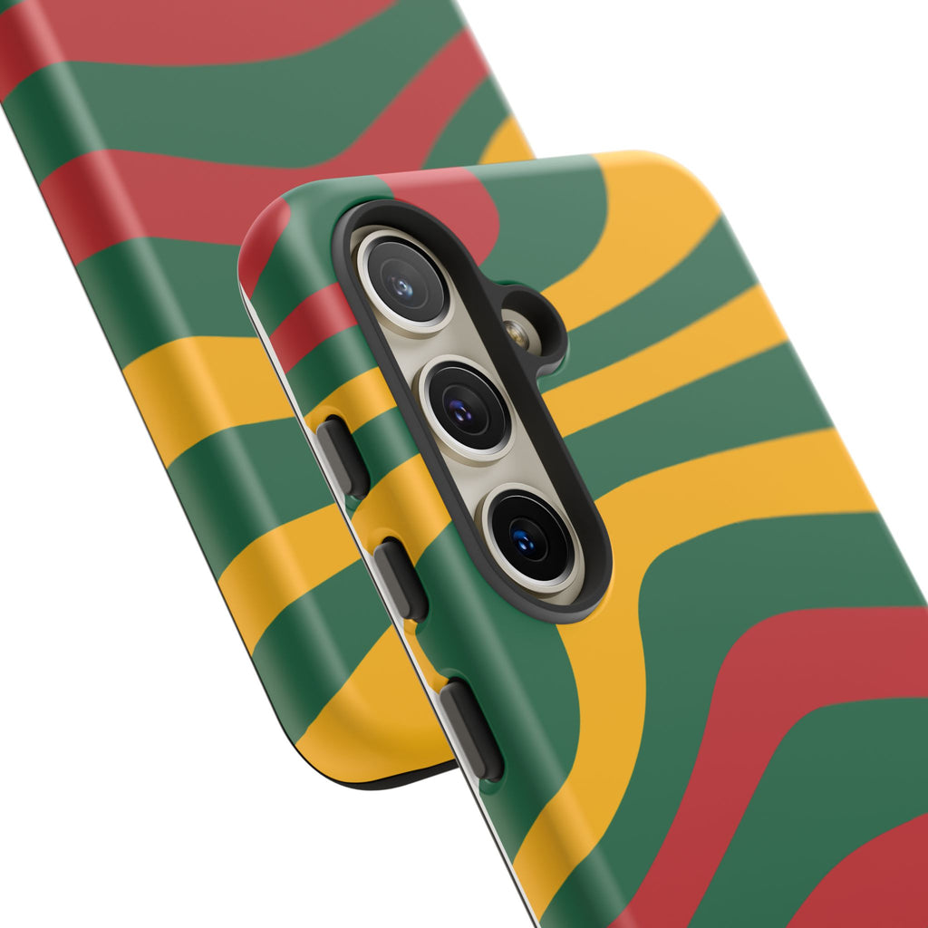 Phone Case — Retro Wavy Stripes in Green, Yellow & Red